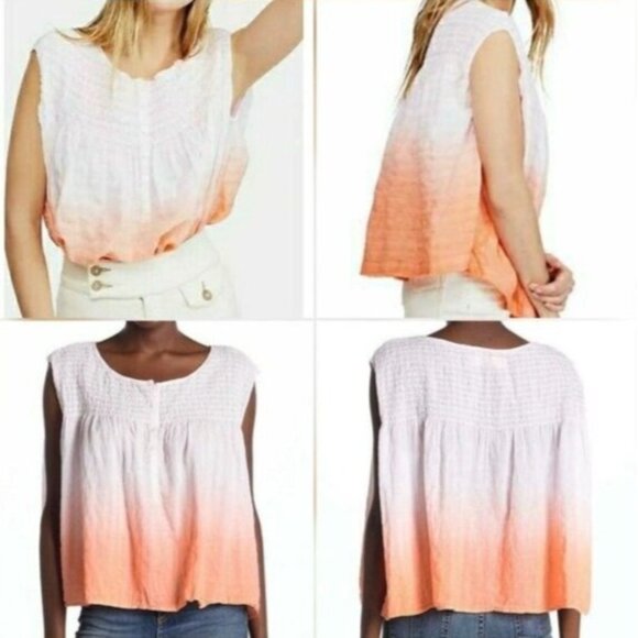 We The Free Womens Top Size Small Ombre Sleeveless Oversized Pink Coral Blend - Picture 2 of 6